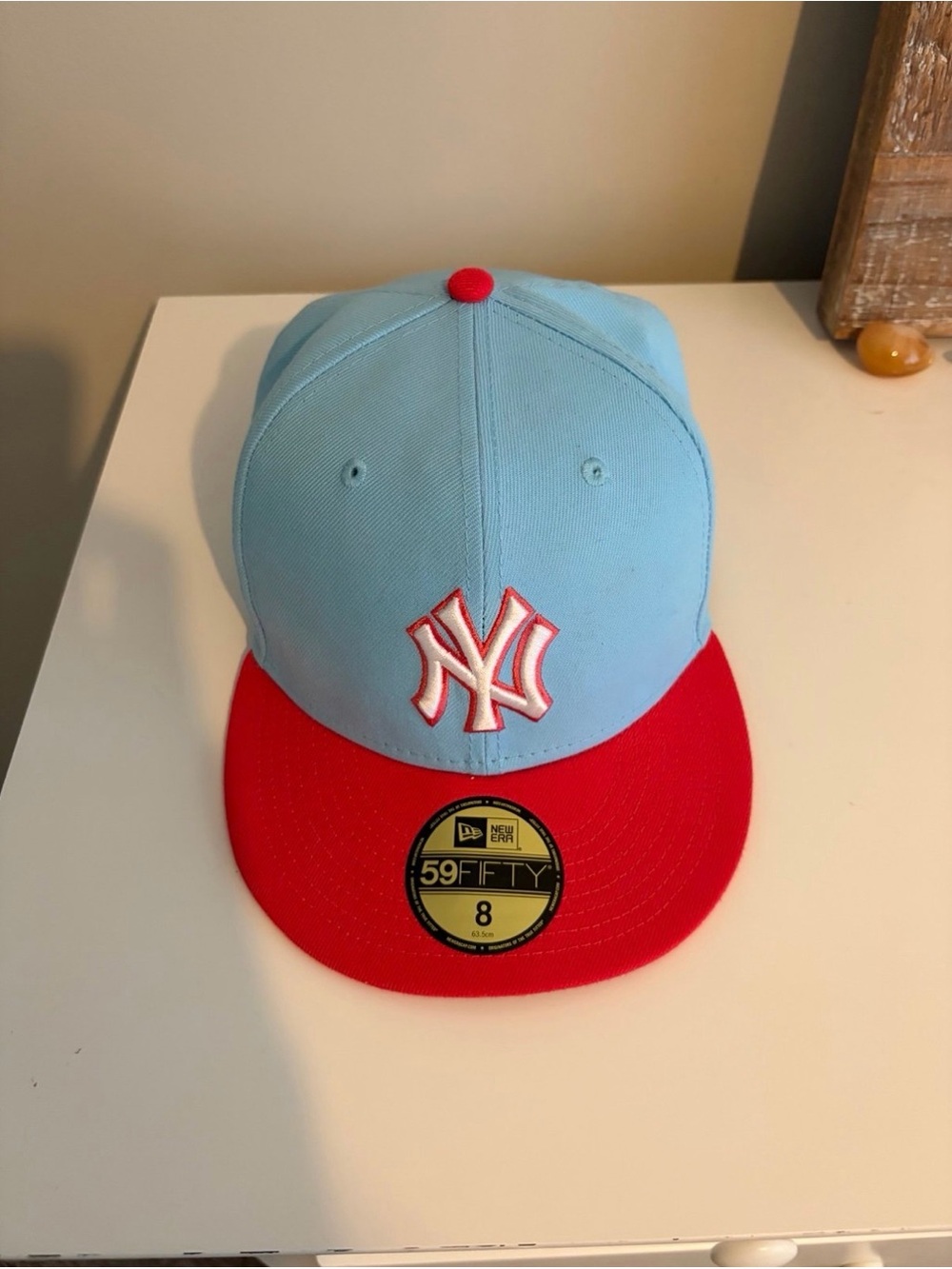 New Era NY Yankees Light Blue and Red Fitted Cap